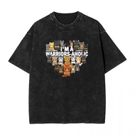 (24 Hours Delivery) Bleached T-Shirt Black Oversize 'Warriers-Aholic' Retro Style Real Cotton 1