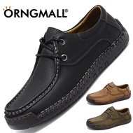 ORNGMALL New Spring Formal Shoes for Men Luxury Brand Men Shoes Fashion Casual Shoes Lace-Up Men Leather Shoes Leather Flat Shoes Big Size 38-48