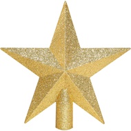 Annecy Christmas Tree Topper - 8" Gold Star Tree Topper, Glitter Shatterproof Christmas Tree Decorat