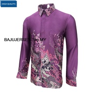 EADY STOCK (Modern Fit) Purple Color Malaysia Men Batik Long Sleeve Kemeja Batik Lelaki Lengan Panja
