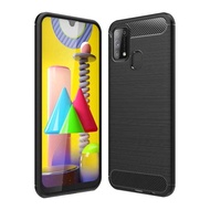 Samsung Galaxy M31 Case Armor Carbon Fiber Silicone TPU Soft Casing Samsung Galaxy M 31 m31 Back Cov
