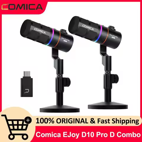 Comica EJoy D10 PRO(D) Combo Dual-Channel Wireless USB Gaming Microphone, RGB Dynamic Mic with Wirel