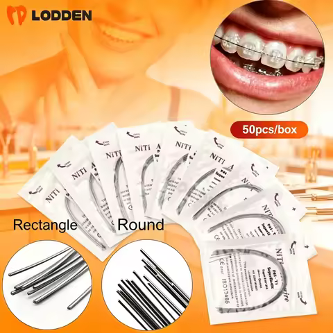 50pcs NITI Orthodontic Arch Wires Super Elastic Oviod 014 016 Round Rectangle Archwire Lower Upper D