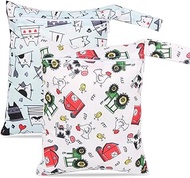 NOPKESV Pack of 2 Wetbag Cloth Nappies Wet Bag Reusable Wet and Dry Changing Bags with Zip for Toddl