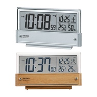 SEIKO Alarm Clock Table Clock Radio Digital Calendar Temperature Humidity Display Silver Metallic SQ773S