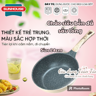 Chảo đá nguyên khối sâu lòng Sunhouse Dura pro SUNHOUSE DP20MP DP24MP 20cm 24cm đáy từ dùng mọi loại