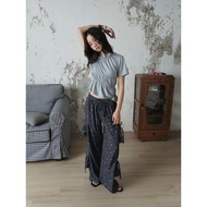 WANDER POCKET PANTS - floral velvet PANTS with box pockets