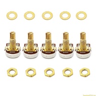 SUN 5pcs A500K Potentiometer Splined  Electric Guitar Bass Effect Amp Tone Volume