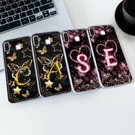 For Samsung Galaxy A9star A8star Phone Case Initial Letter Couple Style Casing Soft TPU Clear Pink B
