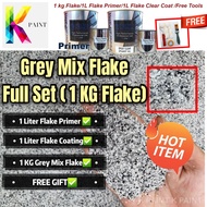 GREY MIX FLAKE  • Epoxy Flake Coating Full Set • Refurnishing Floor • No Hacking • Waterproofing Floor （1KG Flake)