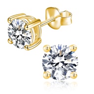 IMOLOVE Moissanite Stud Earrings with 0.6ct-3ct D Color Round Cut Lab Created Diamond Earrings in St