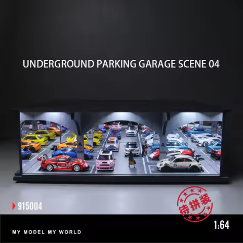 Car Garage Diorama Model 1/64 Underground Garage LED Light-Up Assembly Diorama - Realistic Scene for
