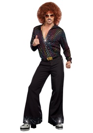 Dreamgirl Mens 70s Disco Shirt Costume, Adult Fashion Disco Dude Halloween Costume
