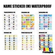 Name Sticker Waterproof Cartoons MEDIUM Sticker Label Print English Name