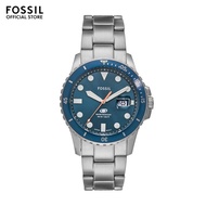 Fossil Men's Fossil Blue Dive Analog Watch ( FS6050 ) - Quartz, Silver Case, Round Dial, 22 MM Silver Stainless Steel Band