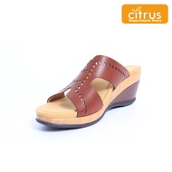 Rohde 6508 Sandal Wedges Wanita Warna Maroon & Coklat