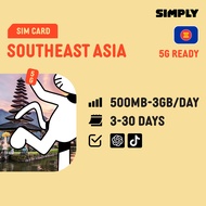SIMPLY South East Asia | Malaysia + Indonesia + Thailand | 3 - 20 Days | Daily 500MB - 3GB + Unlimit