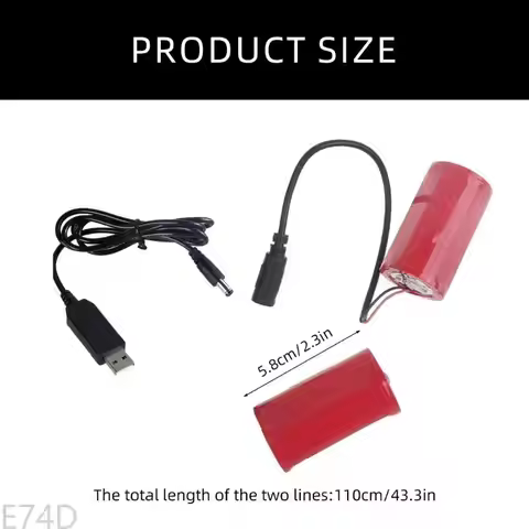 E74D USB 5V 2A to 3V1A LR20 D Battery Power Cable Battery Eliminators Line