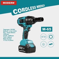 Ori MODERN M65 Mesin Bor Impact Wrench Cordless 20V Pembuka Baut Baterai Batre M-65