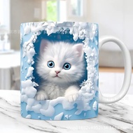 Family Charming 3D Cat Art Coffee Cup, 3D Effect Printed Mug