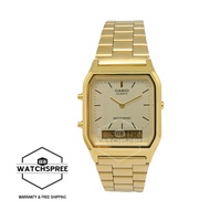 [Watchspree] Casio Vintage Series Standard Analog Digital Gold Stainless Steel Band Watch AQ230GA-9D