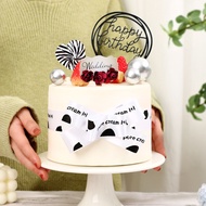 Milk Pattern Ribbon Cow Birthday Cake Black Dot Ribbon Black White Dot Edge Baking Ribbon Cake Decor