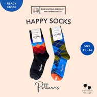 [READY STOCK] Happy Socks Patterns High-Crew Socks Streetwear Hipster Trendy Cute Unisex High Crew S