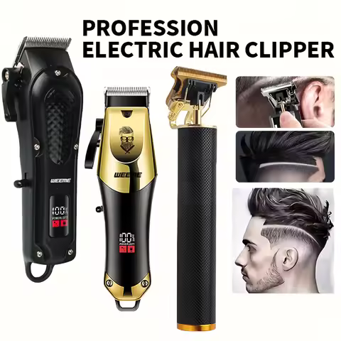 2026 Professional T9 Hair Clipper USB Rechargeable 0mm Bald Fade Electric Cordless Trimmer Men LED D