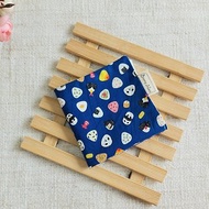 純棉紗布手帕/口水巾/小方巾-三角飯糰胖達-藍色
