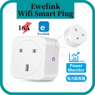 Ewelink WIFi Smart Plug 16A with Power Monitor Wireless Socket works with  Google Home Assistant Ale