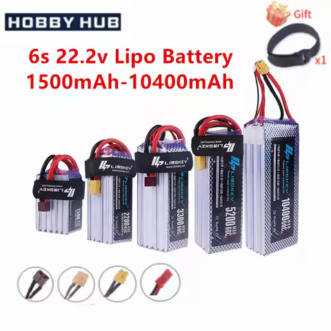 22.2V LIPO Battery 6S 1500mah 1800mah 2200mah 3000mah 3300mah 4200mAh 5200mAh 6000mAh 10400mAh Batte