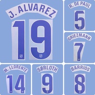 Football Idol Number 2025 Atletico Madrid Home SORLOTH Number and Name J. ALVAREZ