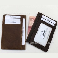 Rfid Bank Card Holder Men's Card Holder Genuine Leather Crazy Horse Cowhide ID ID Bank Card Holder B