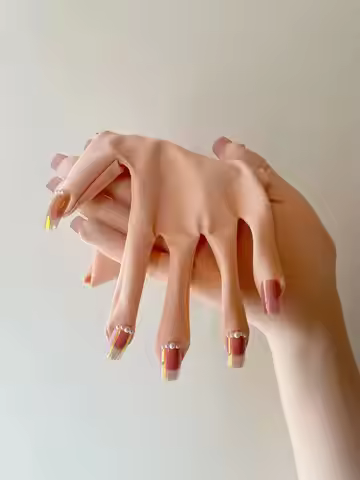 Luxury pink flesh colored spandex Zentai nail gloves men's role-playing Kigurumi high elasticity lon