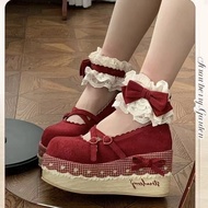 Strawberry Garden 41-42 Wood Grain Embroidery Heightened Pastoral Style Original Lolita Platform lo 