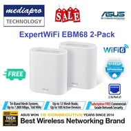 ASUS ExpertWiFi EBM68 2-Pack AX7800 WiFi 6 Tri-Band Business Mesh System ( Pack of 2 ) - 3 Year Local Asus Warranty