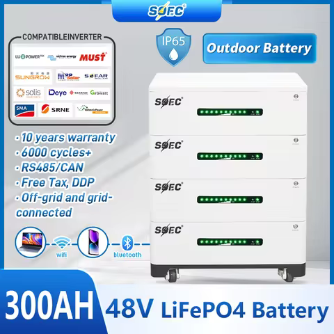 SOEC 20KWH Powerwall Waterproof 48V 10KWH 15KWH 30KWH 60KWH Lifepo4 Battery Stacked Energy Storage B