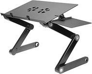 iCraze Laptop Stand Desk Raiser, Adjustable Gaming Laptop Cooling Pad with USB Powered Fan, Aluminum Vented Laptop Table Stand; Black