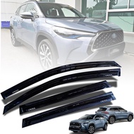 กันสาดประตู คิ้วกันสาด รุ่น โตโยต้า โคโรล่า ครอส TOYOTA COROLLA CROSS ปี 2020 - 2021 สีดำเงา โลโก้ขา