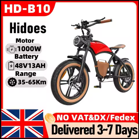 Hidoes HD-B10 Electric Bicycle 1000W Motor 48V13AH Lithium Battery E Bike 20*4.-inch Fat Tire Aldult