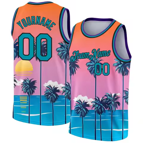 Customized Name Numbers Pattern Tank Tops Men Hawaiian Fruit Coconut Tree Basketball 3D Print Tees S