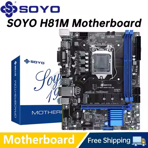 SOYO H81M Gaming Motherboard Dual Channel DDR3 M.2 NVME PCIEx16 HDMI VGA Interface LGA 1150 Supports