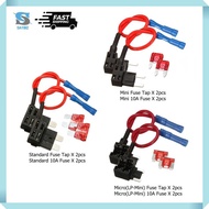 [2 SET] FUSE TAP ADAPTER ADD A CIRCUIT BLADE FUSE HOLDER WITH 10A FUSE