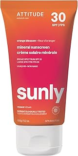ATTITUDE Mineral Sunscreen with Zinc Oxide, SPF 30, EWG Verified, Broad Spectrum UVA/UVB Protection,