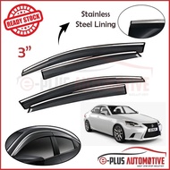 Injection Car Door Visor With Stainless Steel Chrome Lining (High Quality) - 3 Inch for Lexus IS (XE