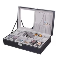 New 8 Slot Watch Box Plus Jewelry Case With Security Lock