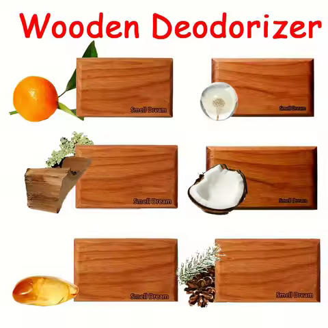 Car Air Freshener - Wooden Deodorizer - 6 Scents Auto Scent Diffuser - Long-Lasting Vehicle Odor Rem