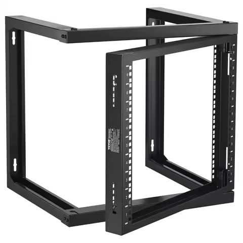 SucceBuy 9U Wall Mount Rack 150lbs Max Load Capacity Open Frame Server Network Rack with Cage Nuts S