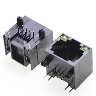 5/10PCS RJ45 8P8C Shielded Female Socket Connector with Yellow Green LED Light 8Pin Cable Interface 