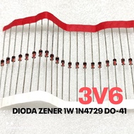 (5 PIECES) ZENER DIODE 1W 1WATT 3V6 3.6V 3.6 V DIODE 1N4729A 1N 4729A IN4729A IN 4729A DO-41 ST
